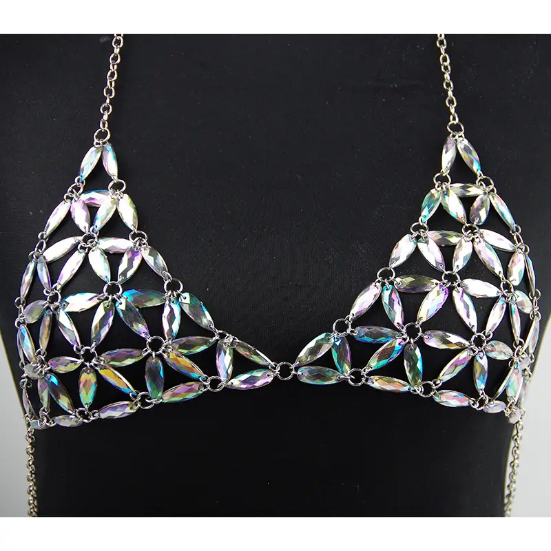 Acrylic Rhinestone Multi-Layer Chest Chain Necklace - Image 4