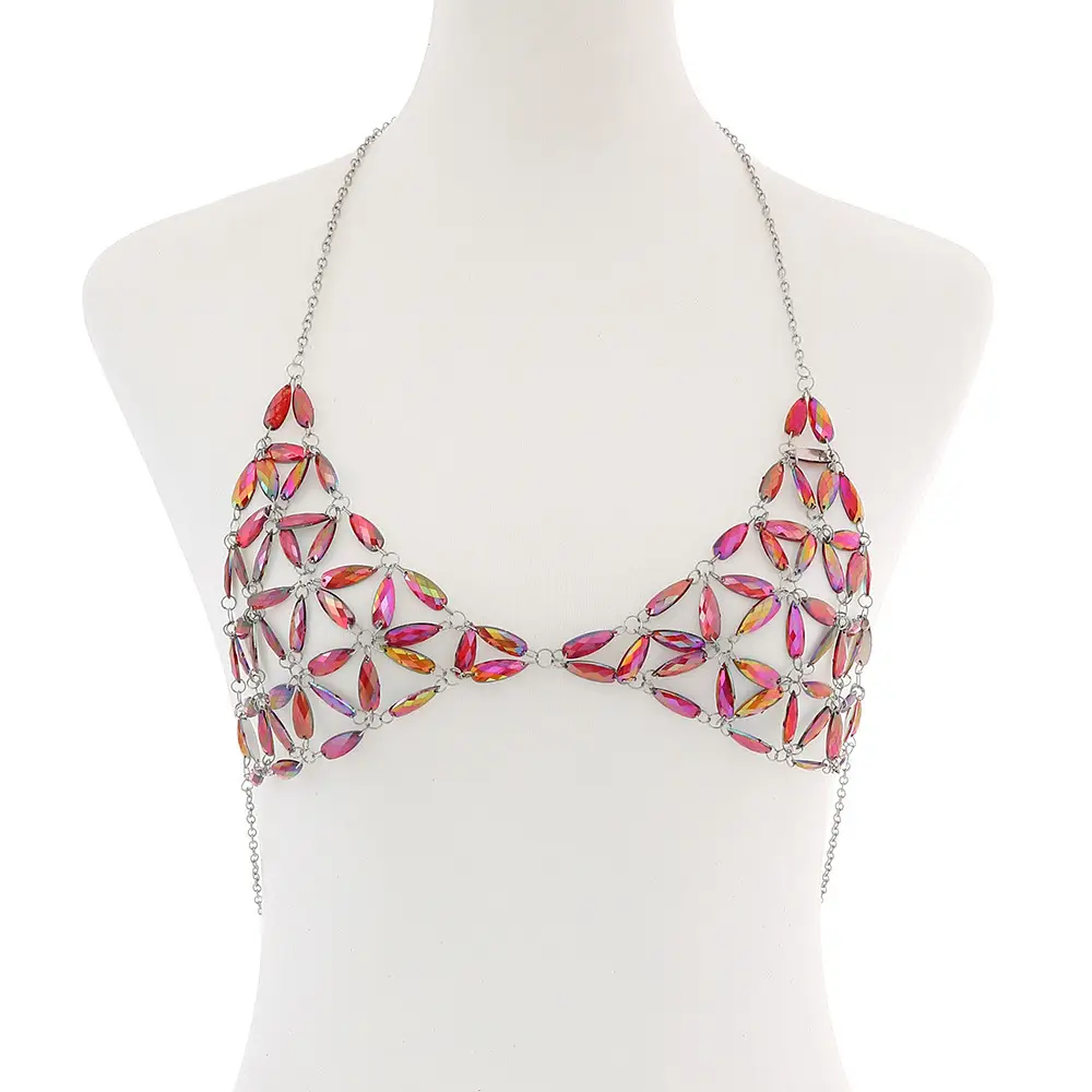 Acrylic Rhinestone Multi-Layer Chest Chain Necklace - Image 2