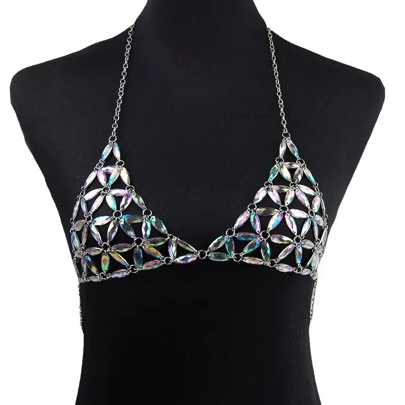 Acrylic Rhinestone Multi-Layer Chest Chain Necklace - Image 5