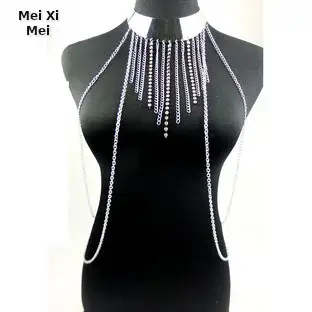 Acrylic Rhinestone Multi-Layer Chest Chain Necklace — feature 1