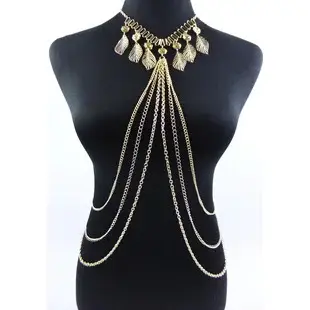 Acrylic Rhinestone Multi-Layer Chest Chain Necklace — feature 4