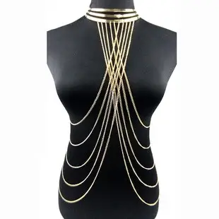 Acrylic Rhinestone Multi-Layer Chest Chain Necklace — feature 5