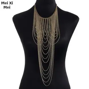 Acrylic Rhinestone Multi-Layer Chest Chain Necklace — feature 7