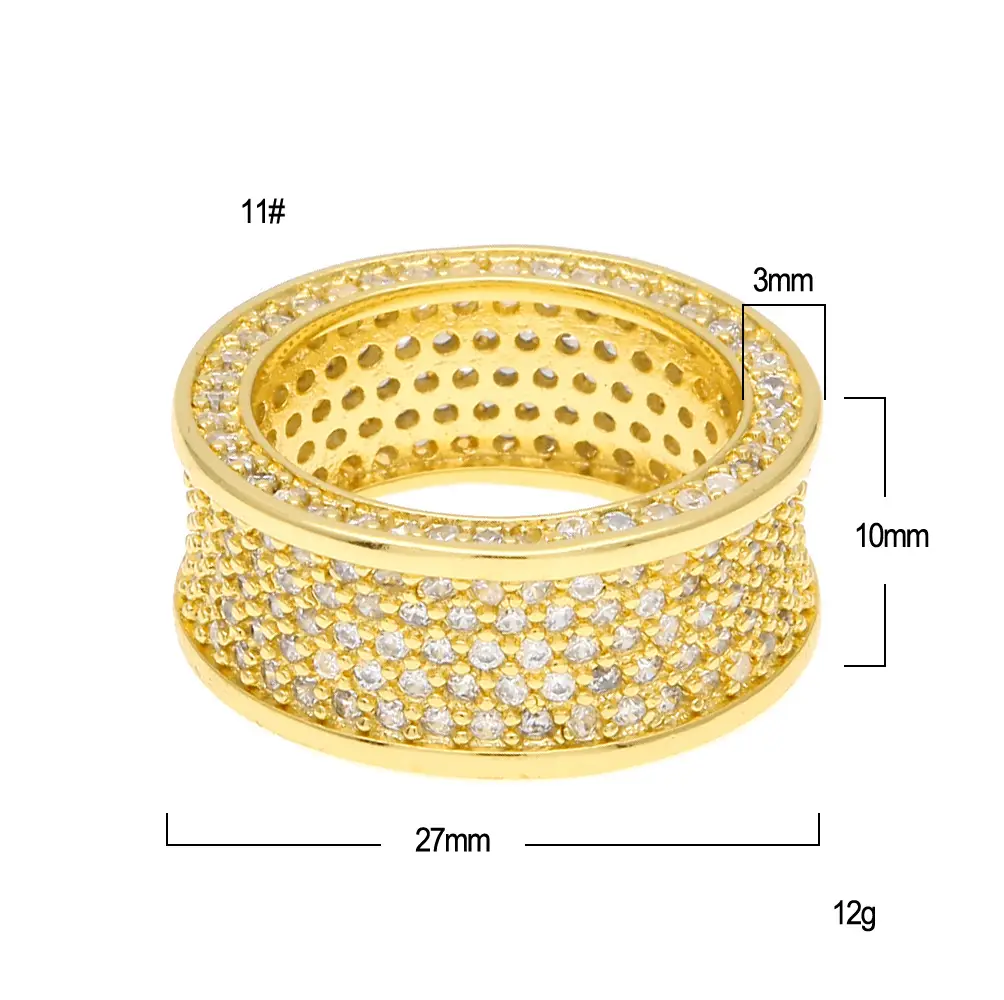 18K Gold Diamond Embedded Hip Hop Ring for Men - Image 6