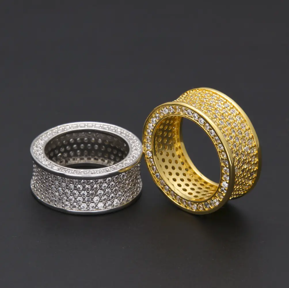 18K Gold Diamond Embedded Hip Hop Ring for Men - Image 7