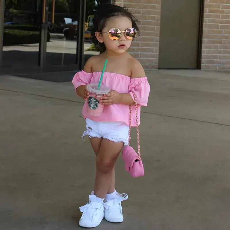 Pink Ruffled Top + Lavender Shorts Set for Girls - Image 4