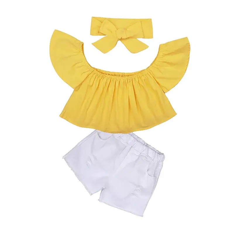 Pink Ruffled Top + Lavender Shorts Set for Girls - Image 3