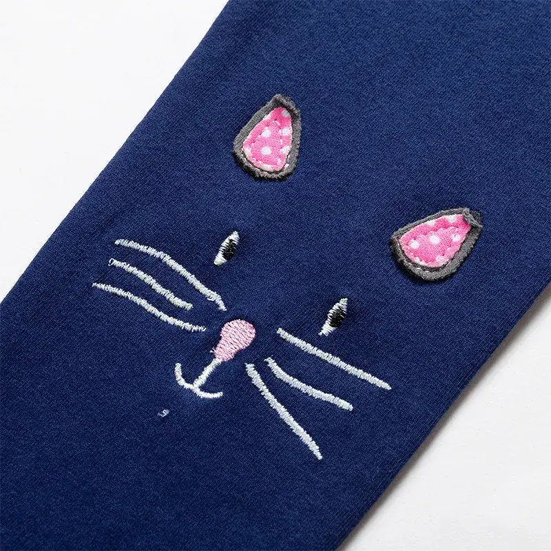 Cat Print Baby Girl Leggings Blue Spring Autumn - Image 5