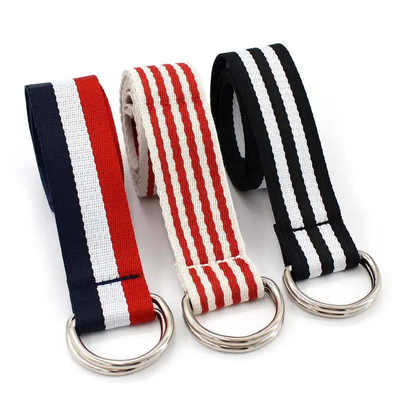 Women's Red Blue White Belt with Double Loop Buckle - Image 4