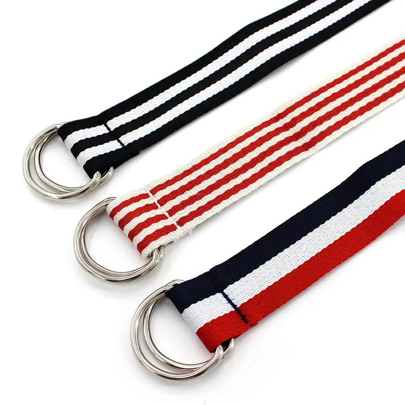 Women's Red Blue White Belt with Double Loop Buckle - Image 5