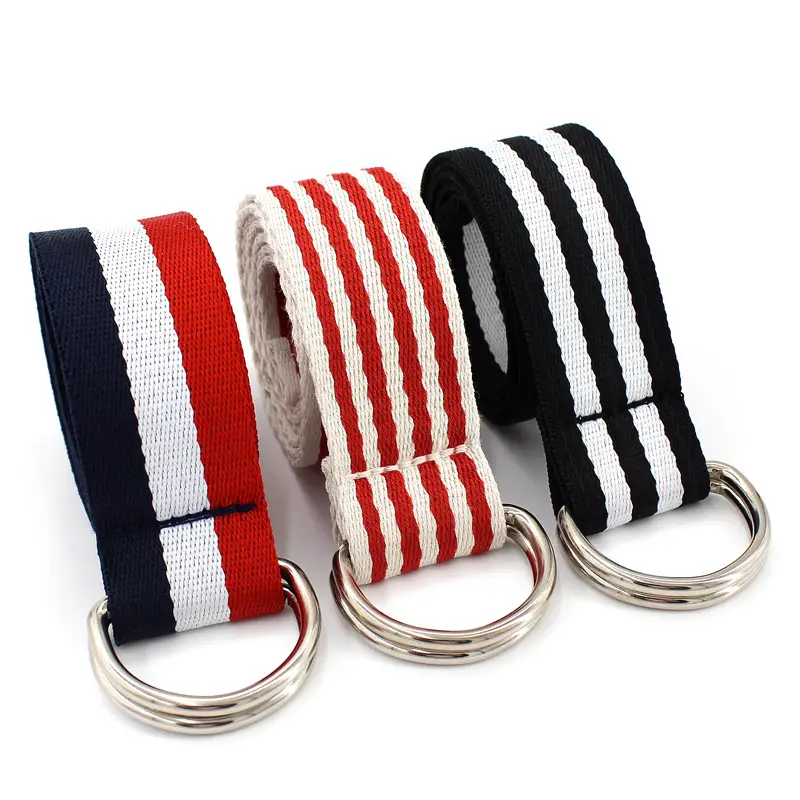 Women's Red Blue White Belt with Double Loop Buckle - Image 6