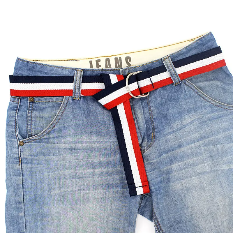 Women's Red Blue White Belt with Double Loop Buckle - Image 7