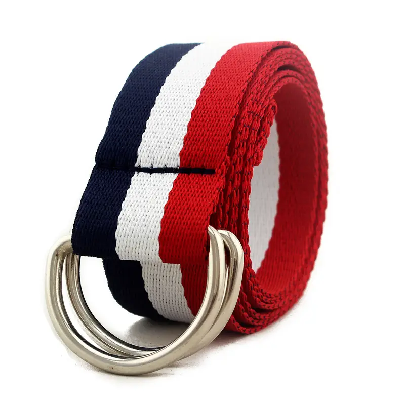 Women's Red Blue White Belt with Double Loop Buckle - Image 8