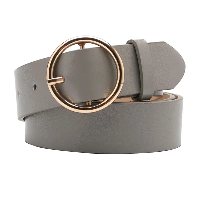 Women's Red Leather Belt with Gold Buckle - Image 8