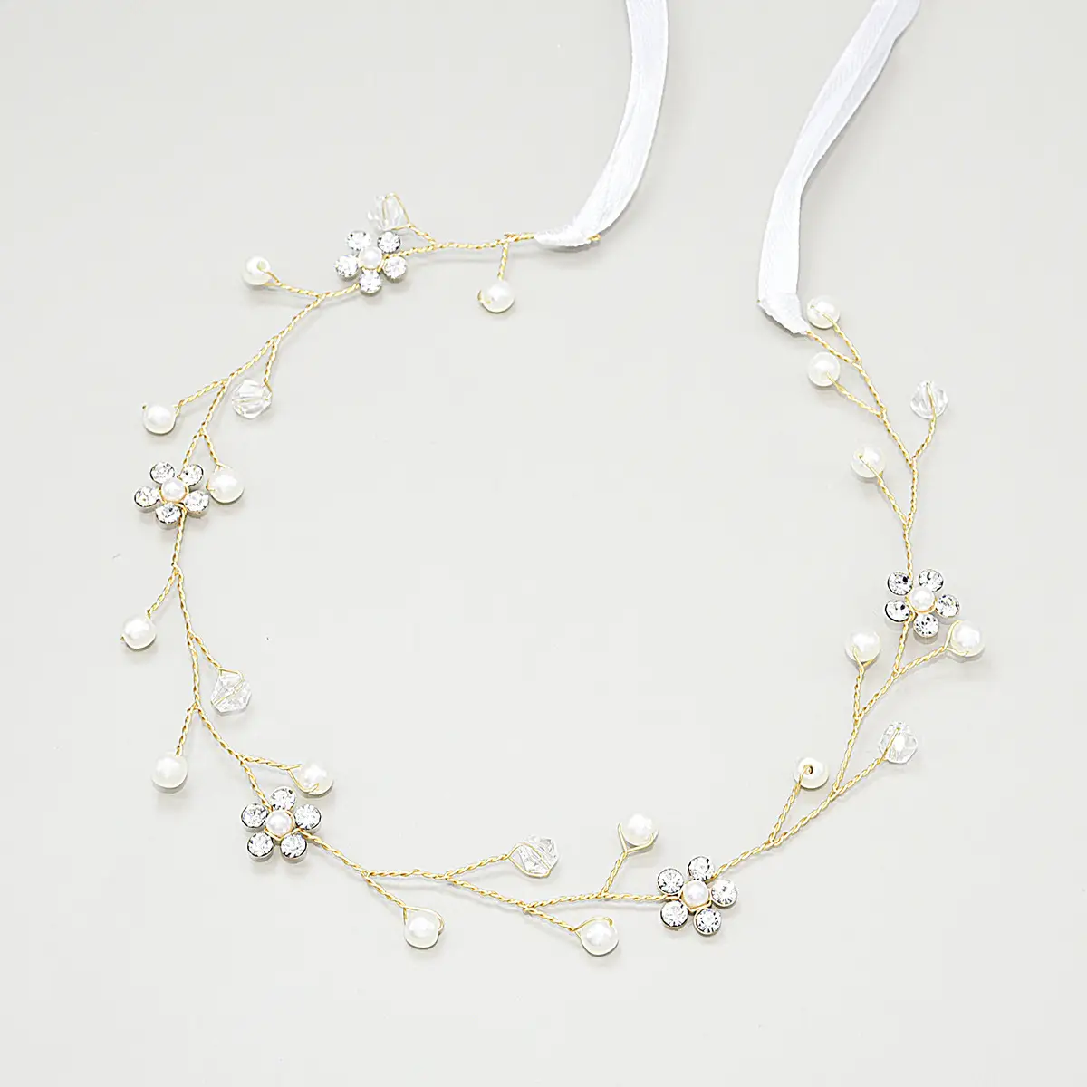 European & American Rhinestone Pearl Crystal Bridal Hair Band - Image 3