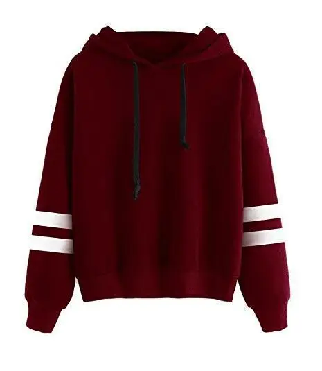 Black Hooded Hoodie with White Stripes Long Sleeve - Image 4