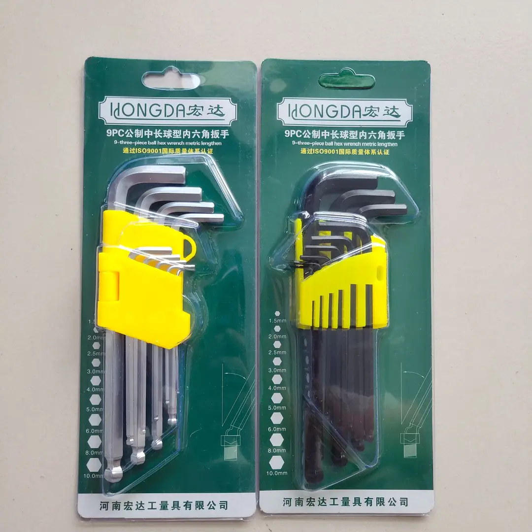 Factory wholesale black ball head hex 9pc set long manual wrench Matt single hex wrench