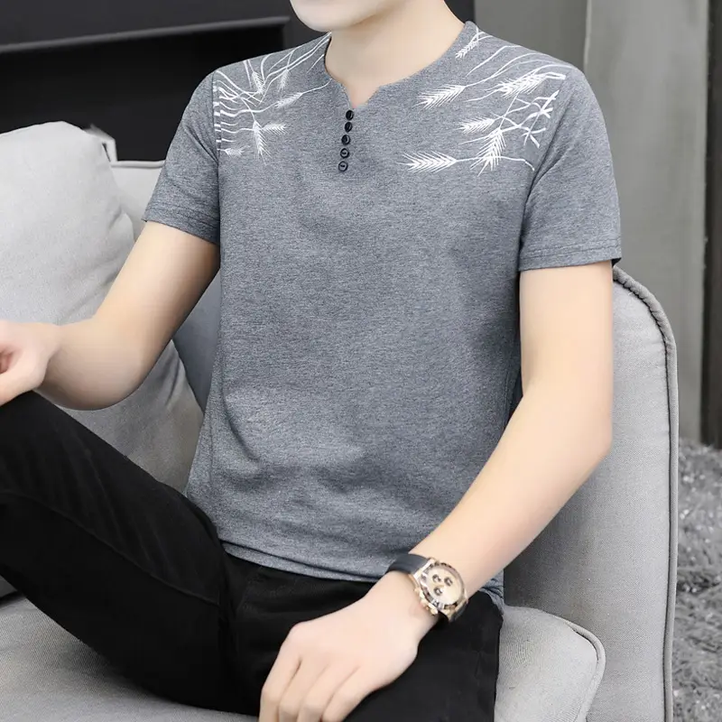 Men V Neck T-Shirt Mint Green 2025 - Image 3