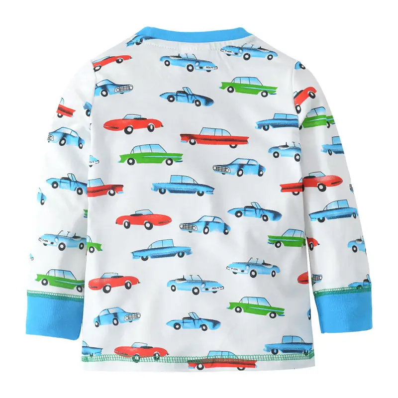 Autumn New Boys T-Shirt Red Blue Car Print
