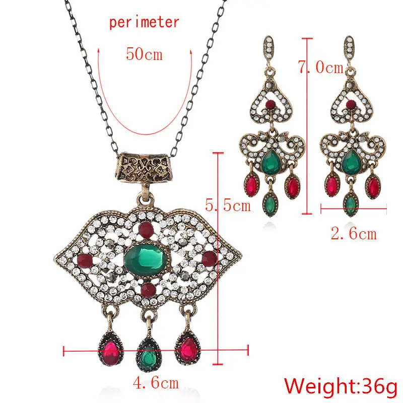 European & American Retro Earrings Set with Palace Wind Pendant - Image 5
