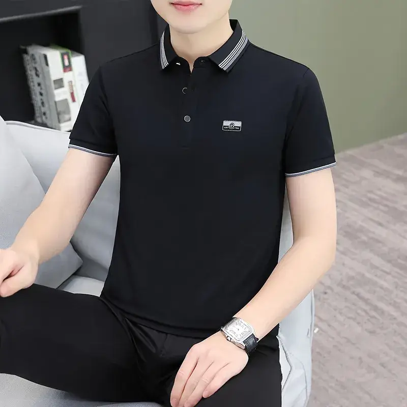 Men's Green Polo Shirt with Black Trim - Image 47