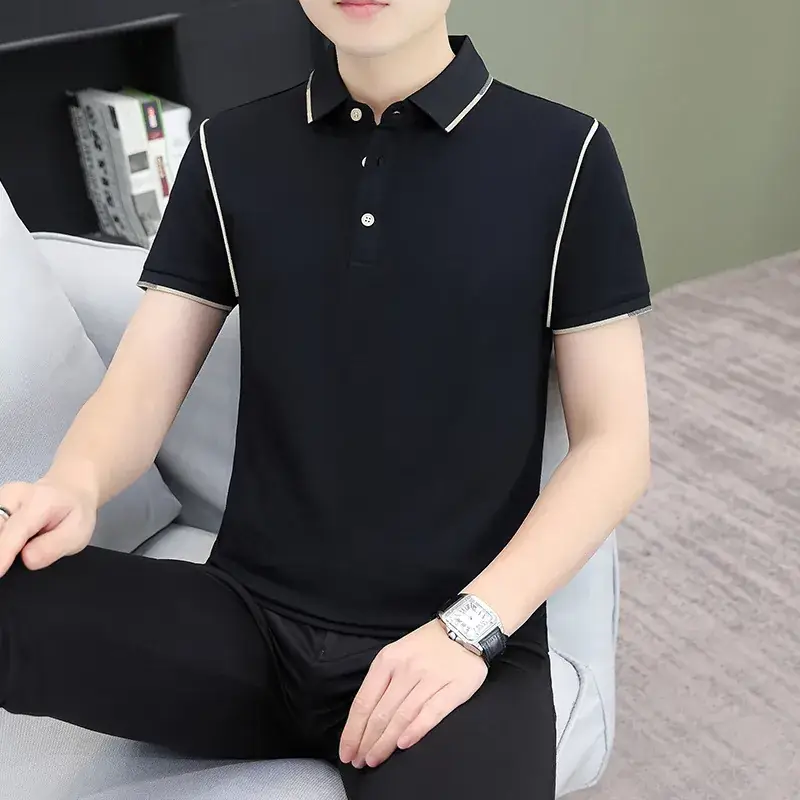 Men's Green Polo Shirt with Black Trim - Image 11