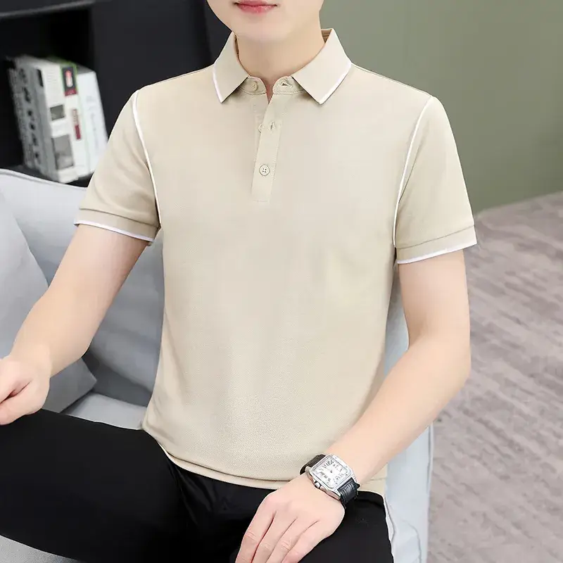Men's Green Polo Shirt with Black Trim - Image 13