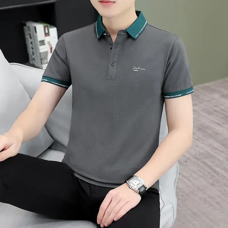 Men's Green Polo Shirt with Black Trim - Image 16