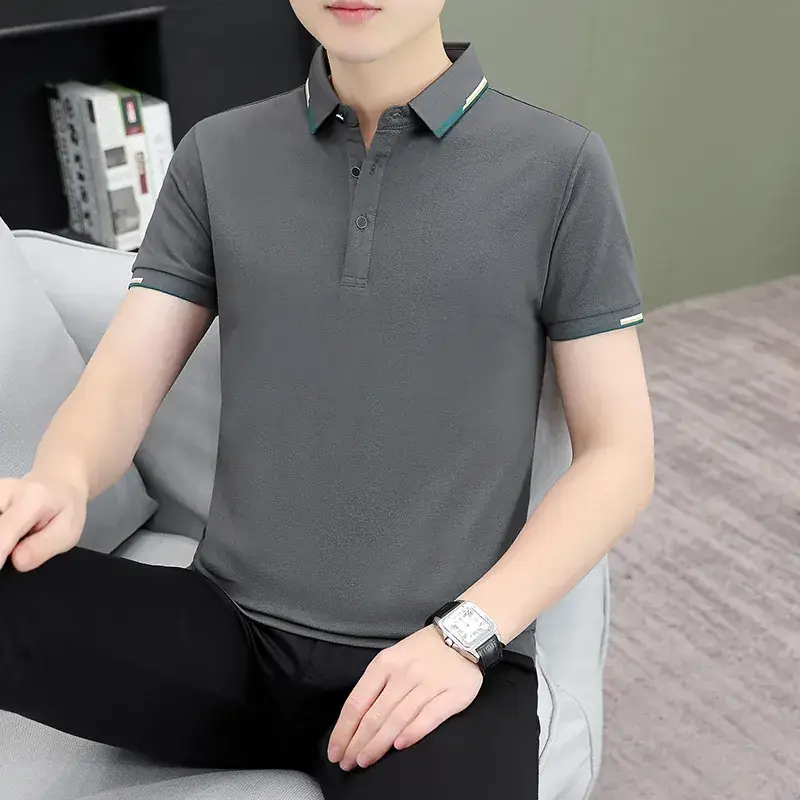 Men's Green Polo Shirt with Black Trim - Image 24