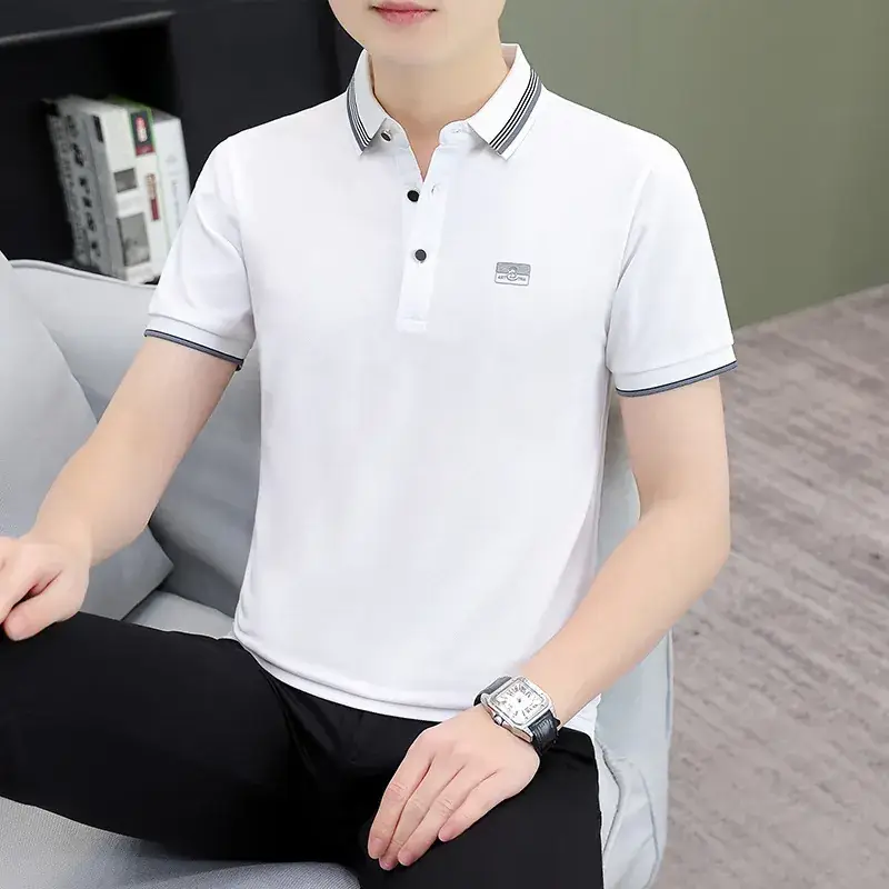 Men's Green Polo Shirt with Black Trim - Image 27