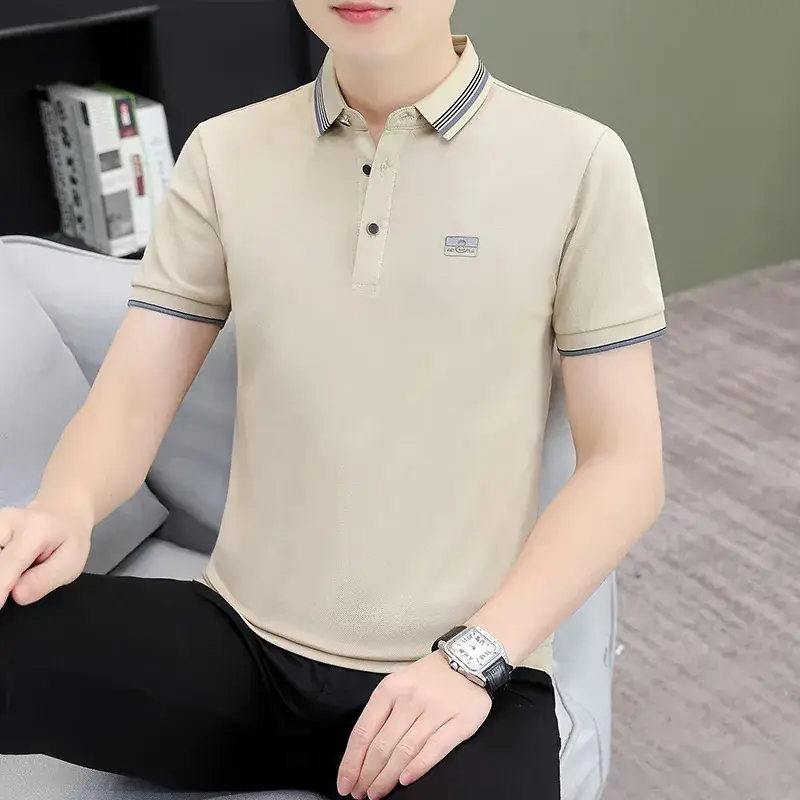 Men's Green Polo Shirt with Black Trim - Image 30