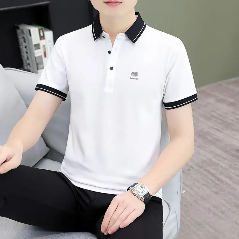 Men's Green Polo Shirt with Black Trim - Image 31