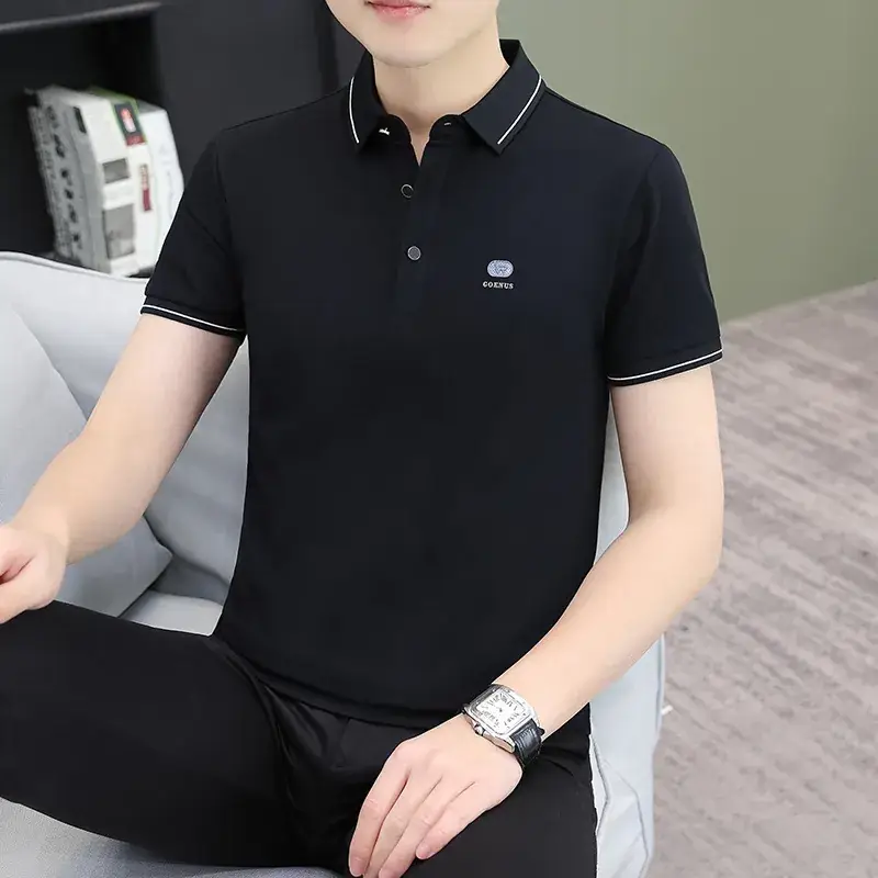 Men's Green Polo Shirt with Black Trim - Image 32