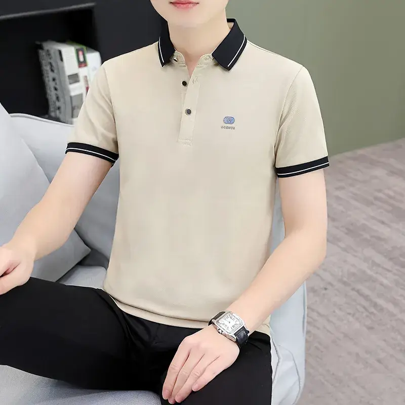 Men's Green Polo Shirt with Black Trim - Image 34