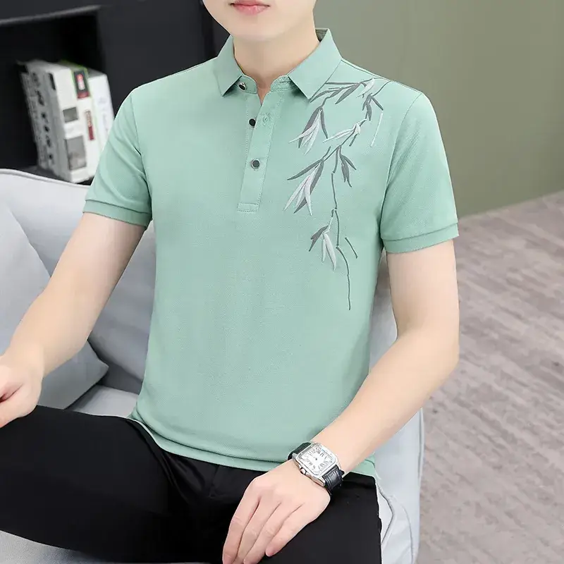 Men's Green Polo Shirt with Black Trim - Image 38