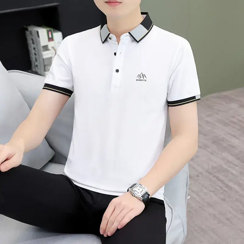 Men's Green Polo Shirt with Black Trim - Image 40