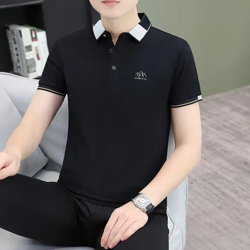 Men's Green Polo Shirt with Black Trim - Image 41