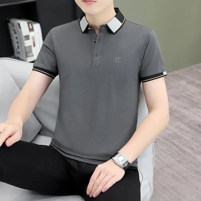 Men's Green Polo Shirt with Black Trim - Image 42