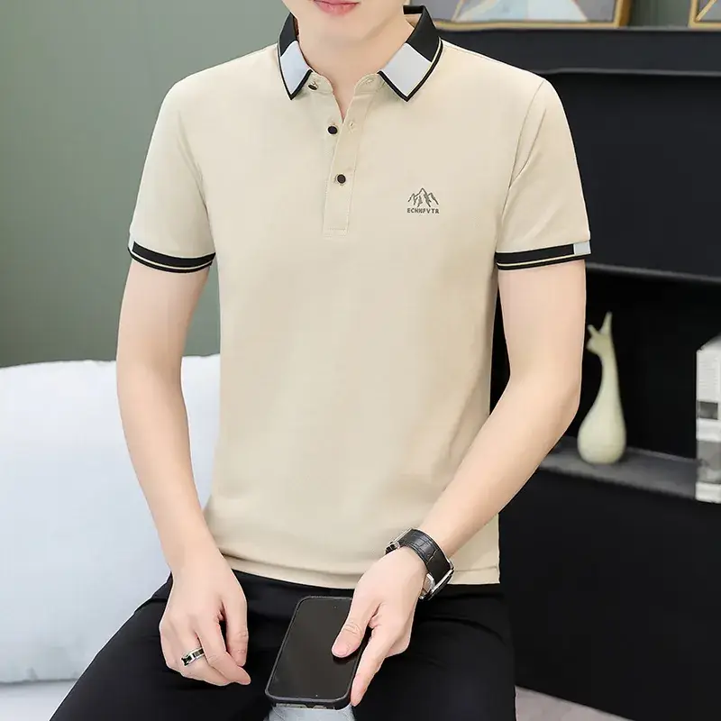 Men's Green Polo Shirt with Black Trim - Image 44