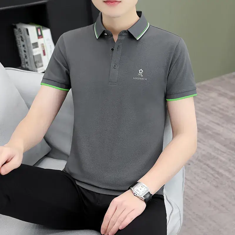 Men's Green Polo Shirt with Black Trim - Image 8