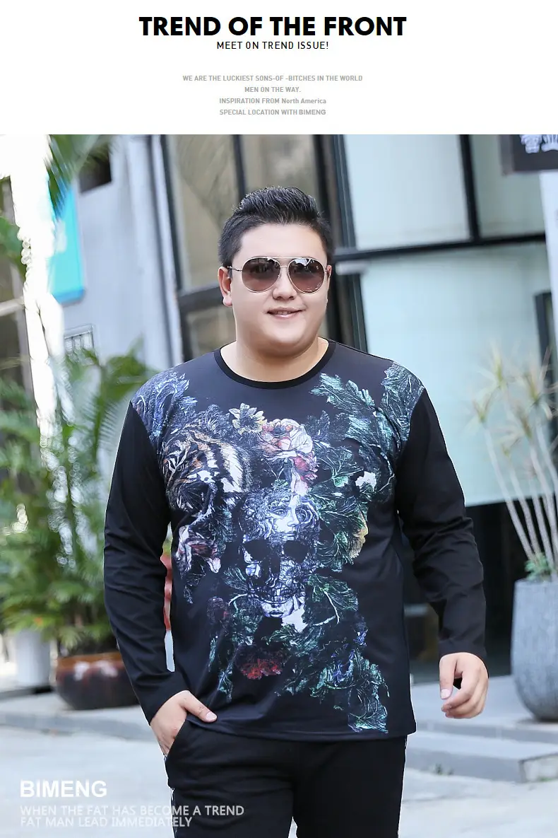 Bi Meng Large Size Printed Long Sleeve T-Shirt — feature 5
