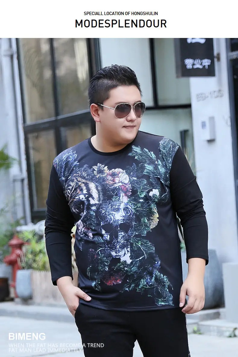 Bi Meng Large Size Printed Long Sleeve T-Shirt — feature 8