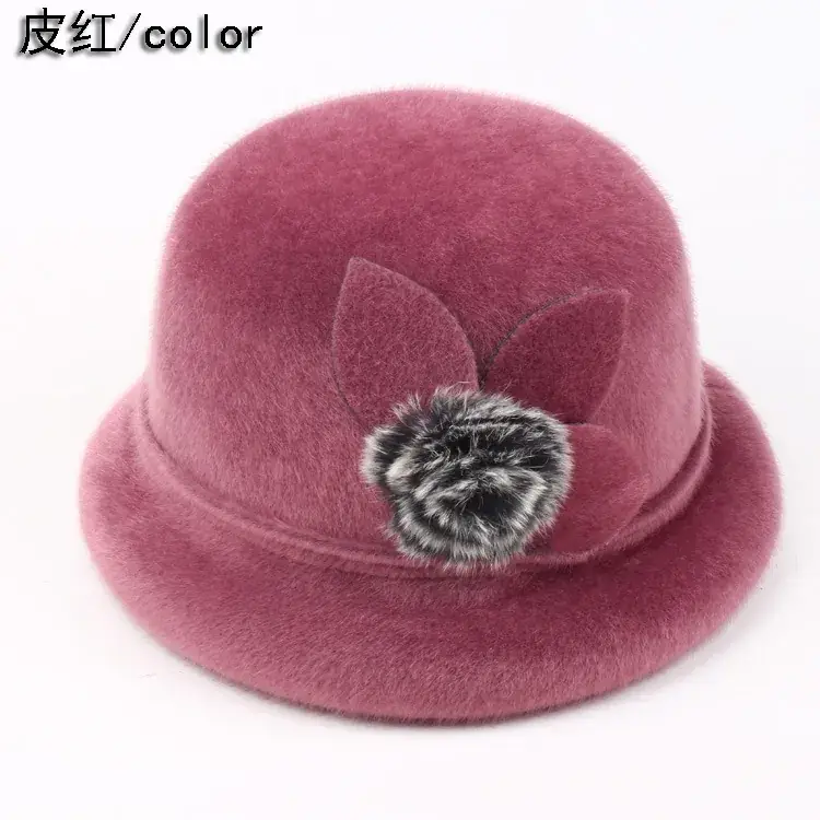 Red Faux Fur Hat for Women Winter Mother Hat Small