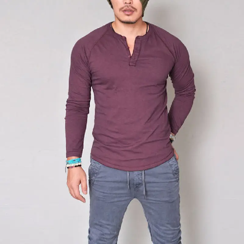 Men's White Round Neck Long Sleeve T-Shirt 2017