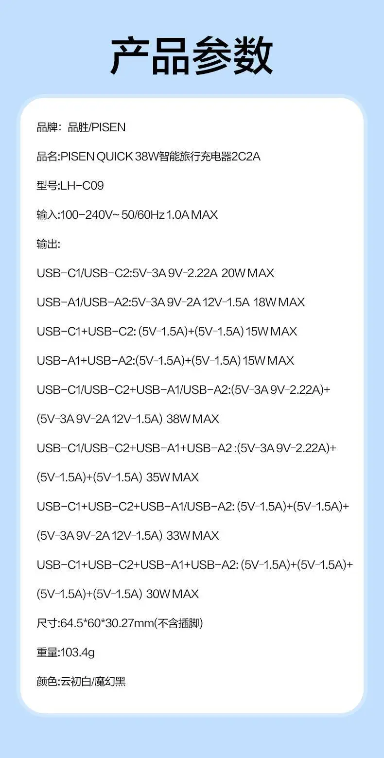 Pinsheng 15W Multi-Port USB Charger Plug — feature 33