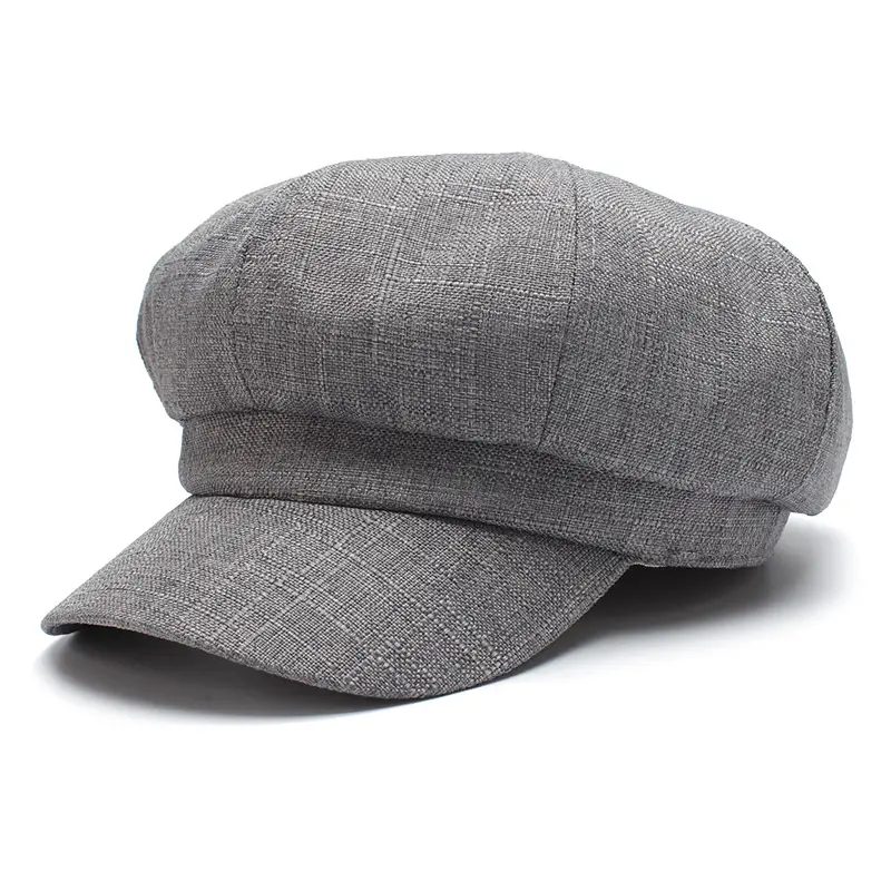 Men's Beige Linen Peaked Cap with Adjustable Strap - Image 4