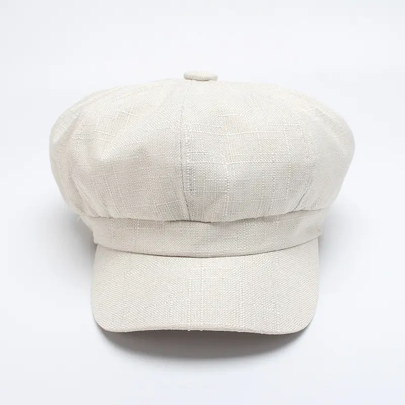 Men's Beige Linen Peaked Cap with Adjustable Strap - Image 6