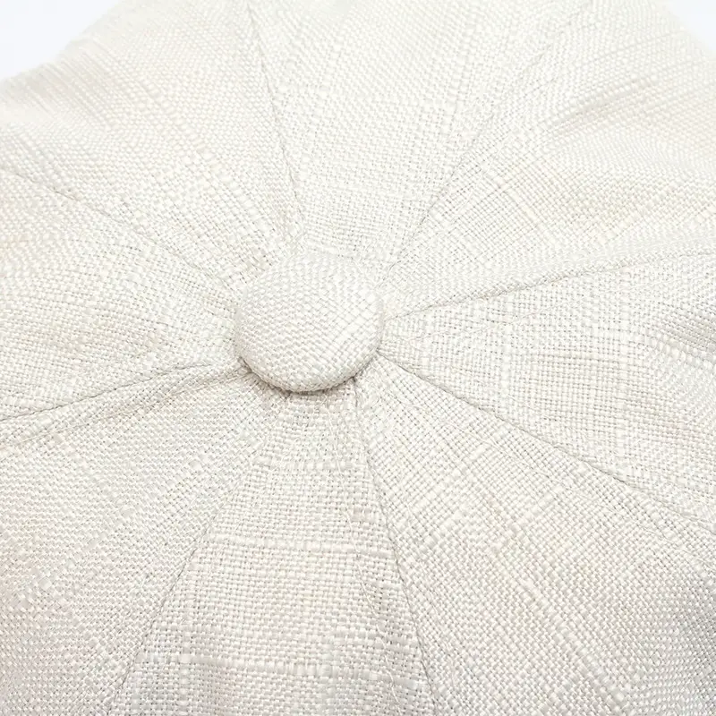 Men's Beige Linen Peaked Cap with Adjustable Strap - Image 8
