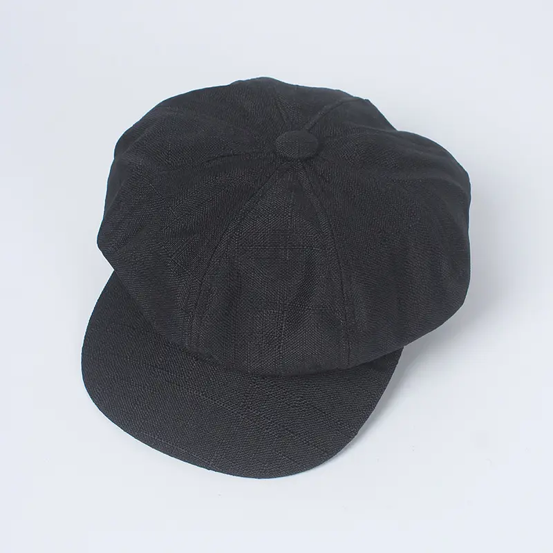 Men's Beige Linen Peaked Cap with Adjustable Strap - Image 2