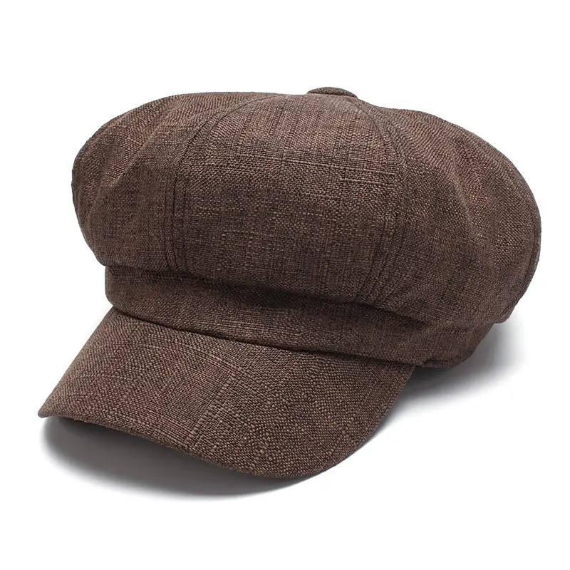 Men's Beige Linen Peaked Cap with Adjustable Strap - Image 5